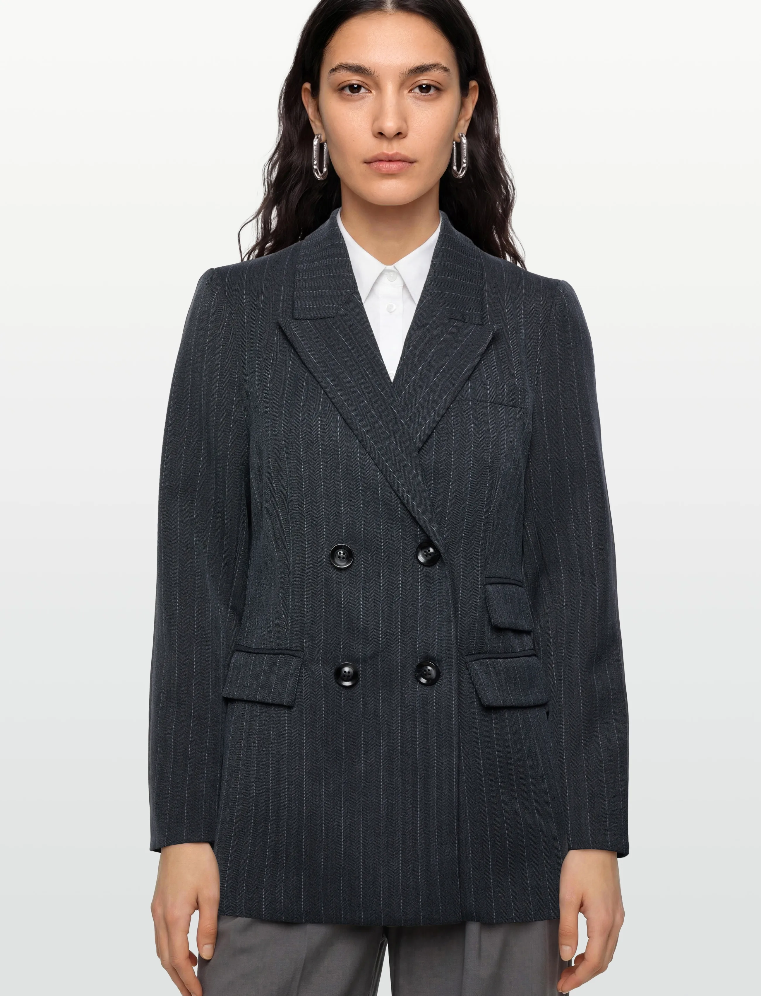 Bruuns Bazaar - ApricotBBLinda blazer - dubbelknäppta kavajer - herringbone blue pin stripe - 3