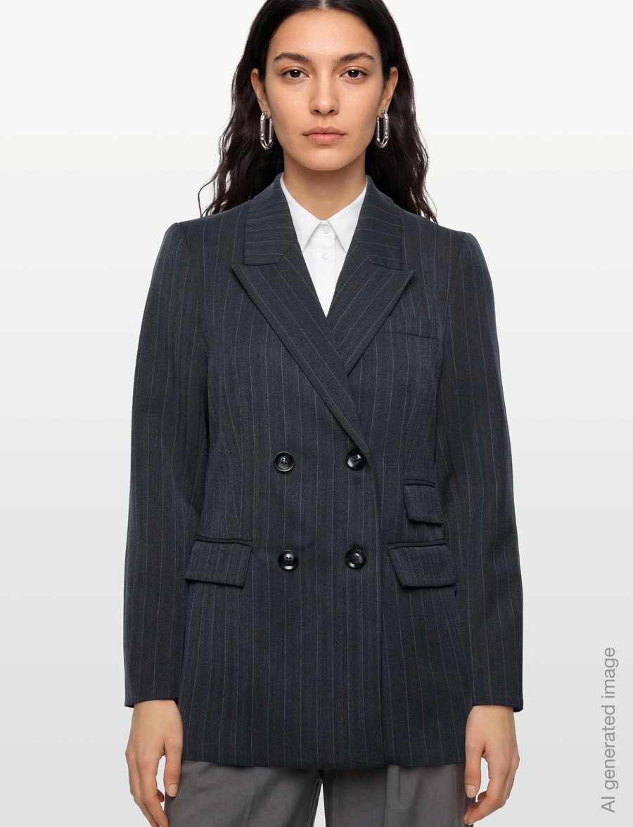Bruuns Bazaar - ApricotBBLinda blazer - zweireihige blazer - herringbone blue pin stripe - 3
