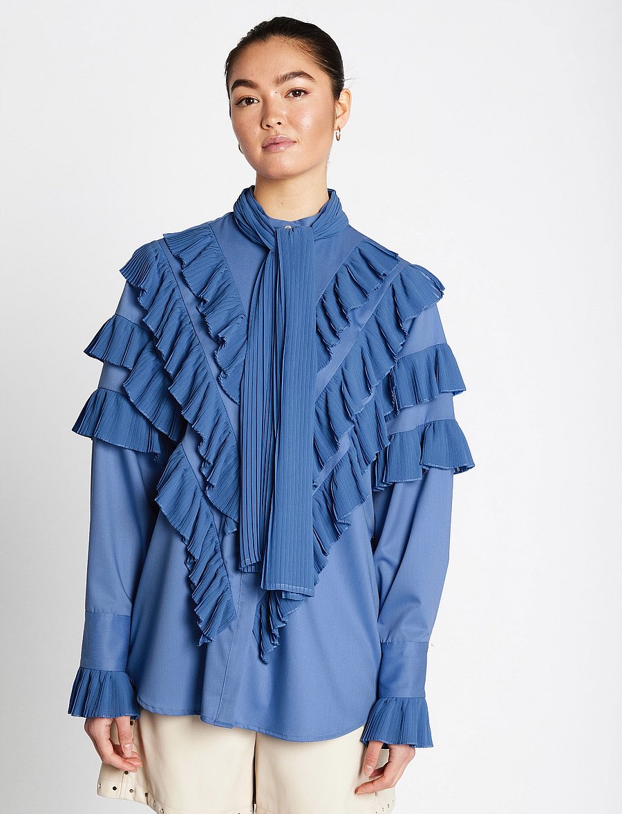 Bruuns Bazaar - CardiniBBTilja shirt - långärmade blusar - cornflower blue - 0