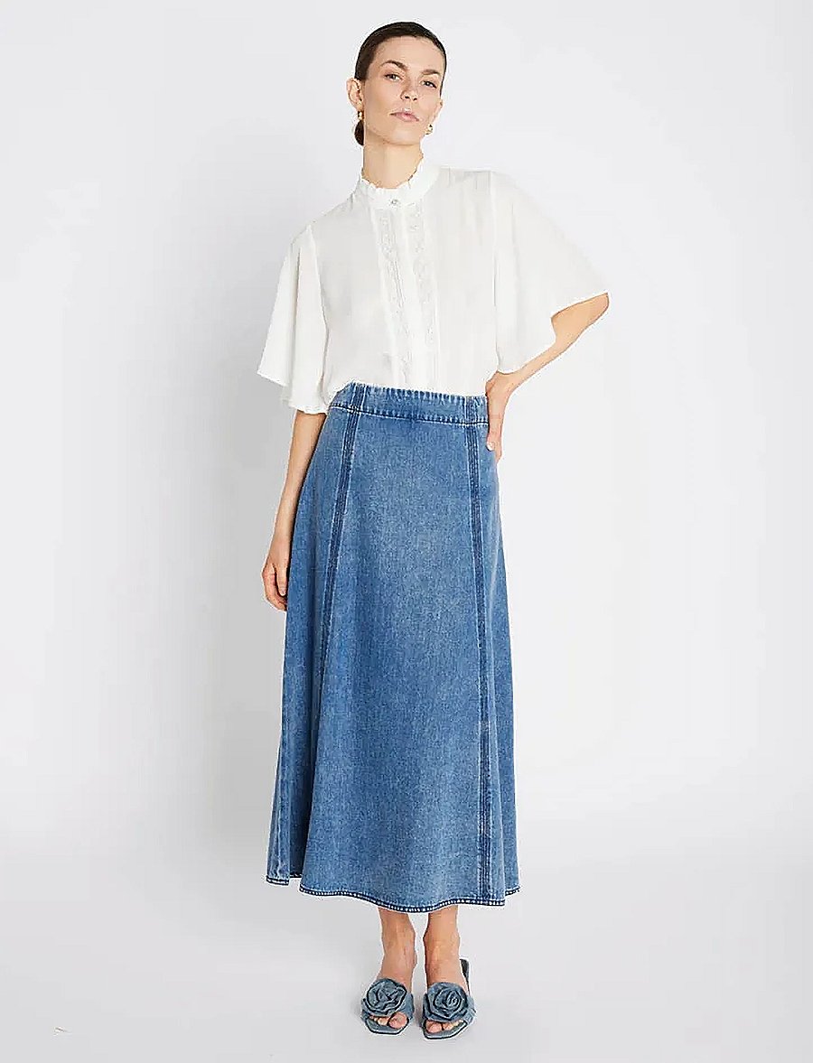 Bruuns Bazaar - PlatieBBAliya skirt - teksaseelikud - blue denim - 0