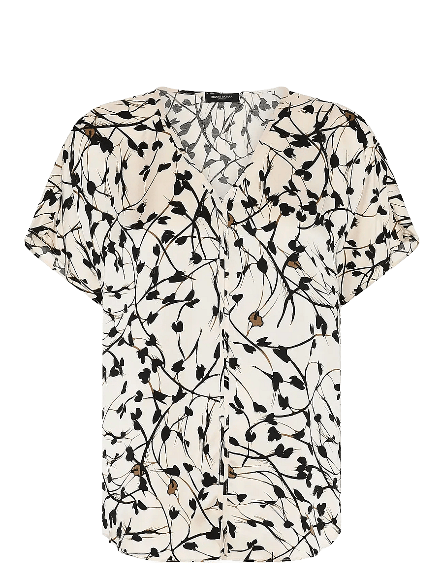 Bruuns Bazaar - FloretBBPhina blouse - kurzärmelige blusen - white cream aop - 0