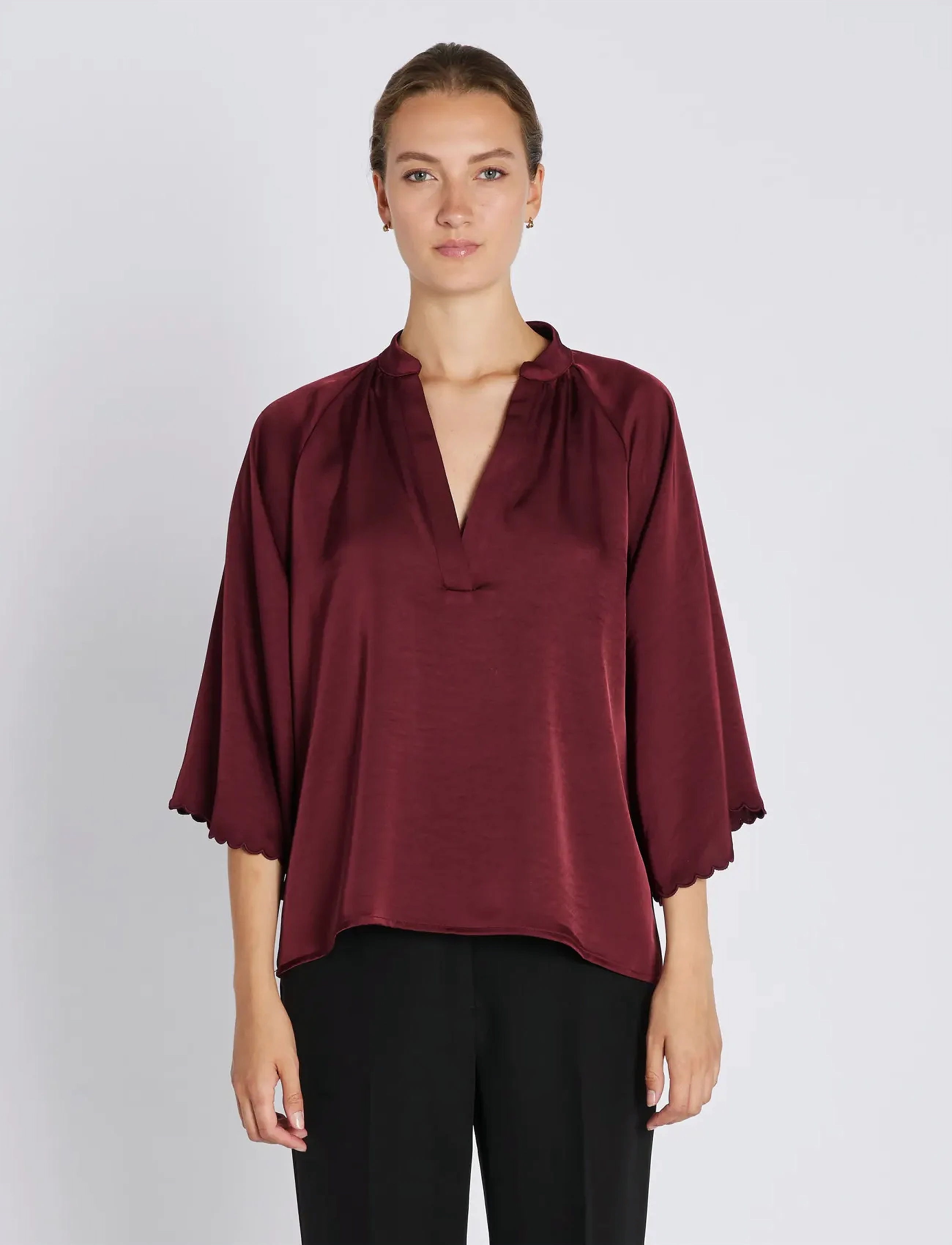 Bruuns Bazaar Beckiabbwinny Blouse, 40, Burgundy, Bluser > Langærmede, Dame