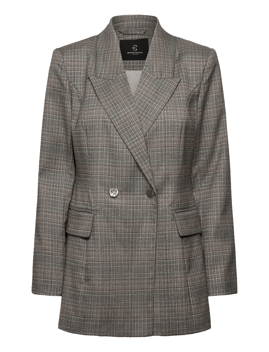 Bruuns Bazaar - IpomoeaBBTuxana blazer - dobbeltradede blazere - brown check - 1