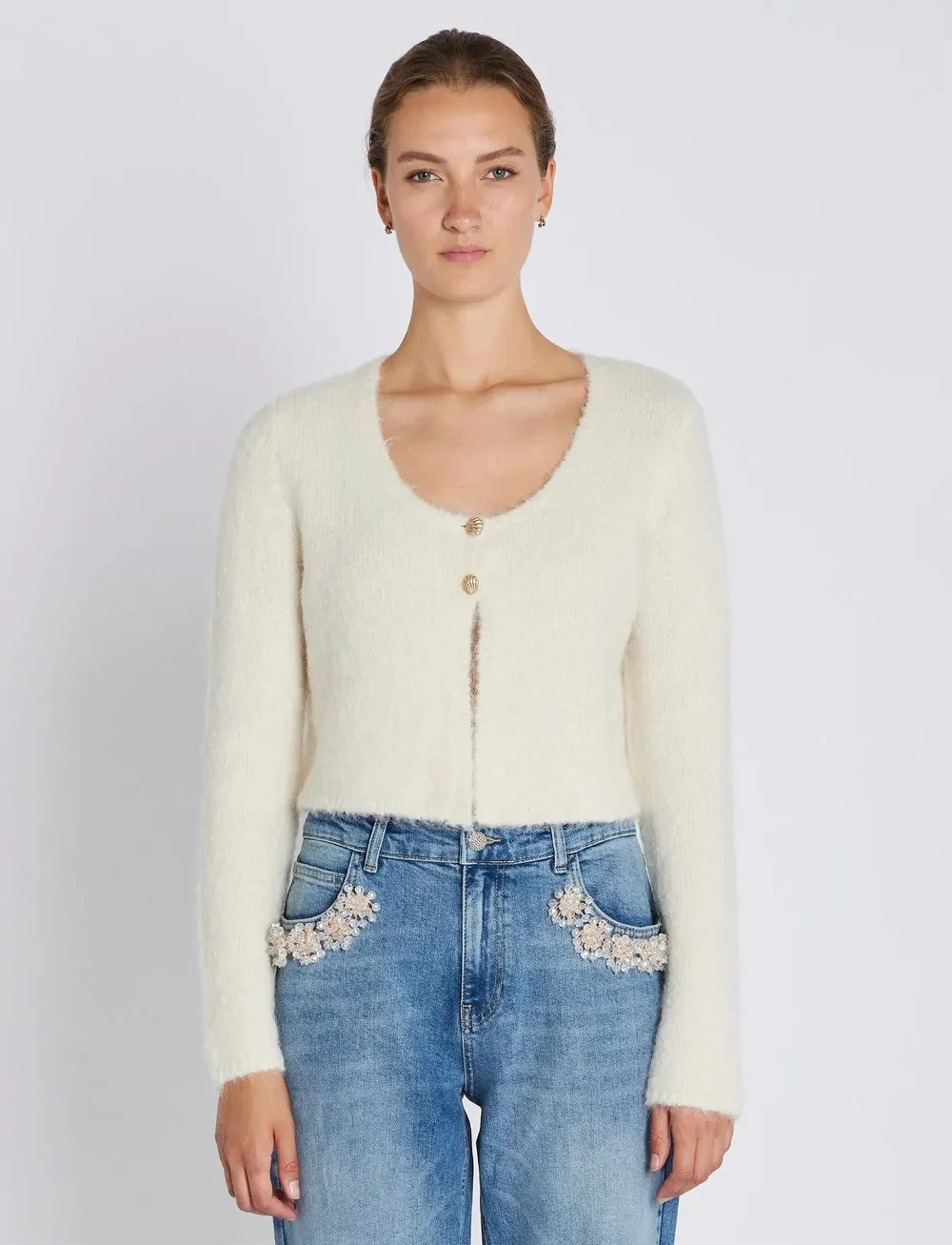 Bruuns Bazaar - SyringaBBErika knit bolero - cardigans - snow white - 0