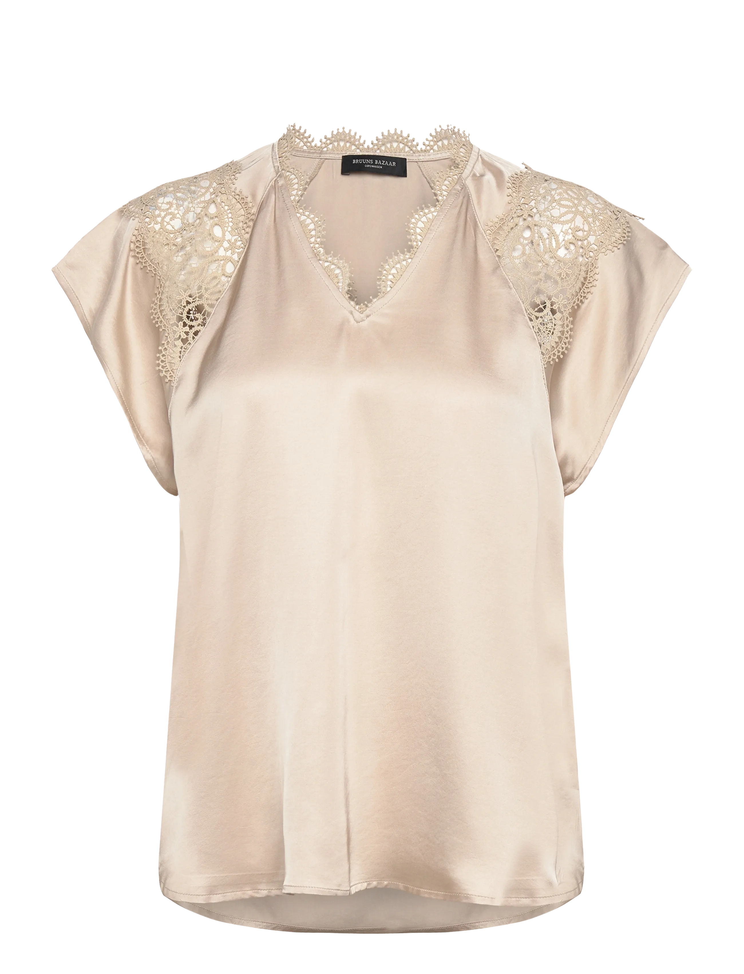 Bruuns Bazaar Weckiabbsynje Blouse, Kvinder, Blonde V-Hals Bluse, Beige, Str: 34
