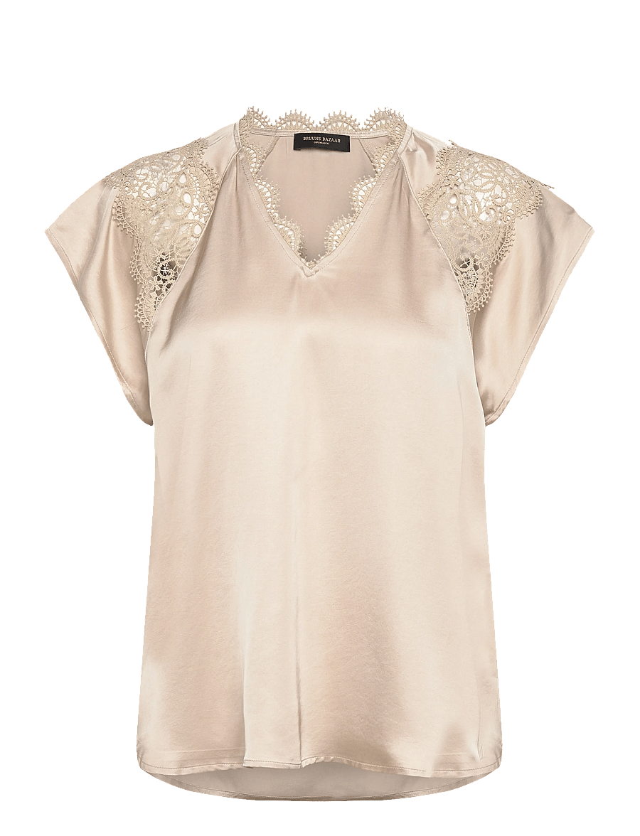 Bruuns Bazaar - WeckiaBBSynje blouse - short-sleeved blouses - beige - 0