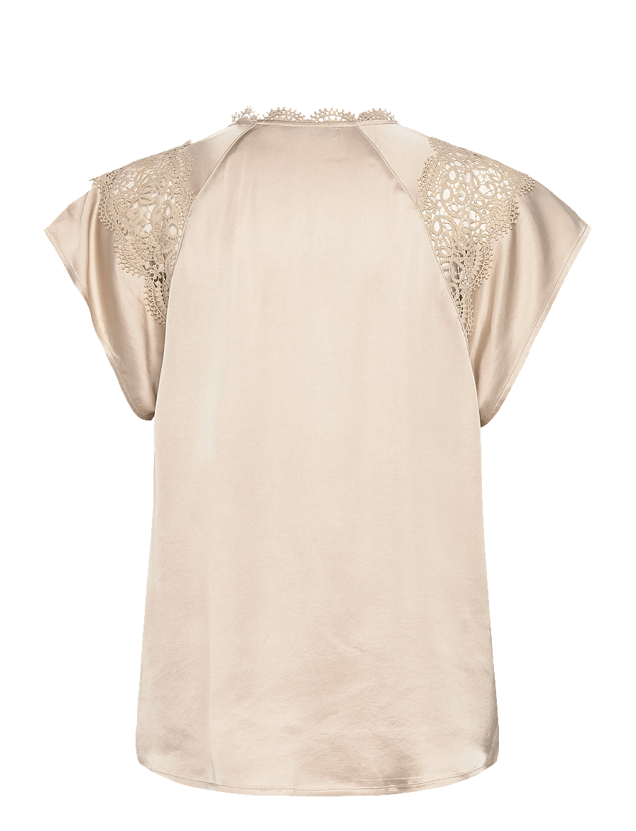 Bruuns Bazaar - WeckiaBBSynje blouse - short-sleeved blouses - beige - 1