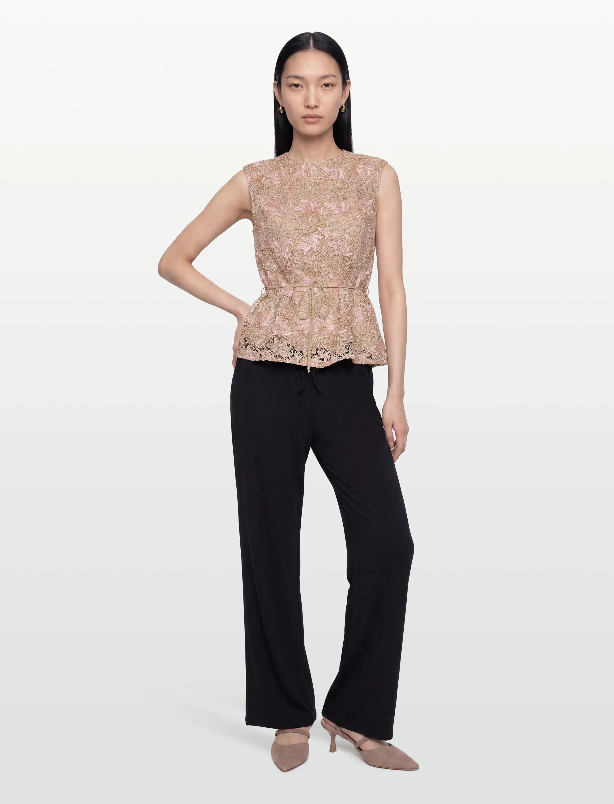 Bruuns Bazaar Adonidabboriia Blouse, Kvinder, Blonde Bluse Med Bindebånd I Taljen, Pink, Str: 44
