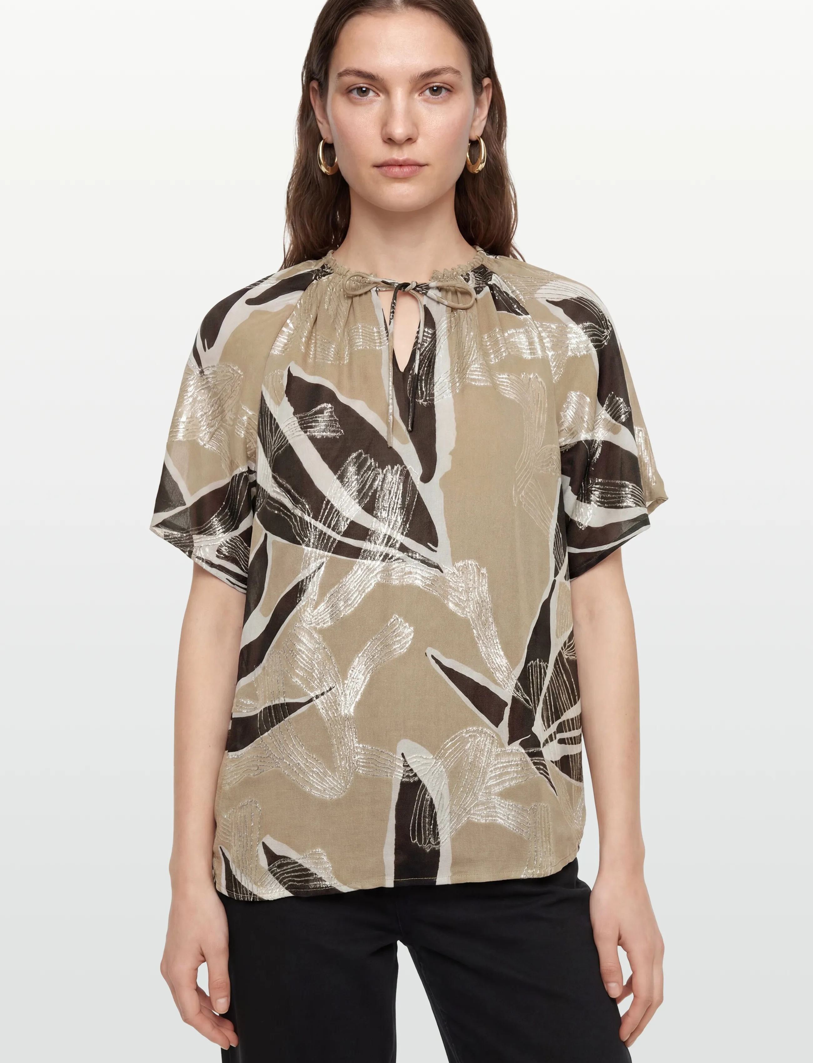 Bruuns Bazaar - SommiBBKarly blouse - kurzärmelige blusen - leaves artwork - 3