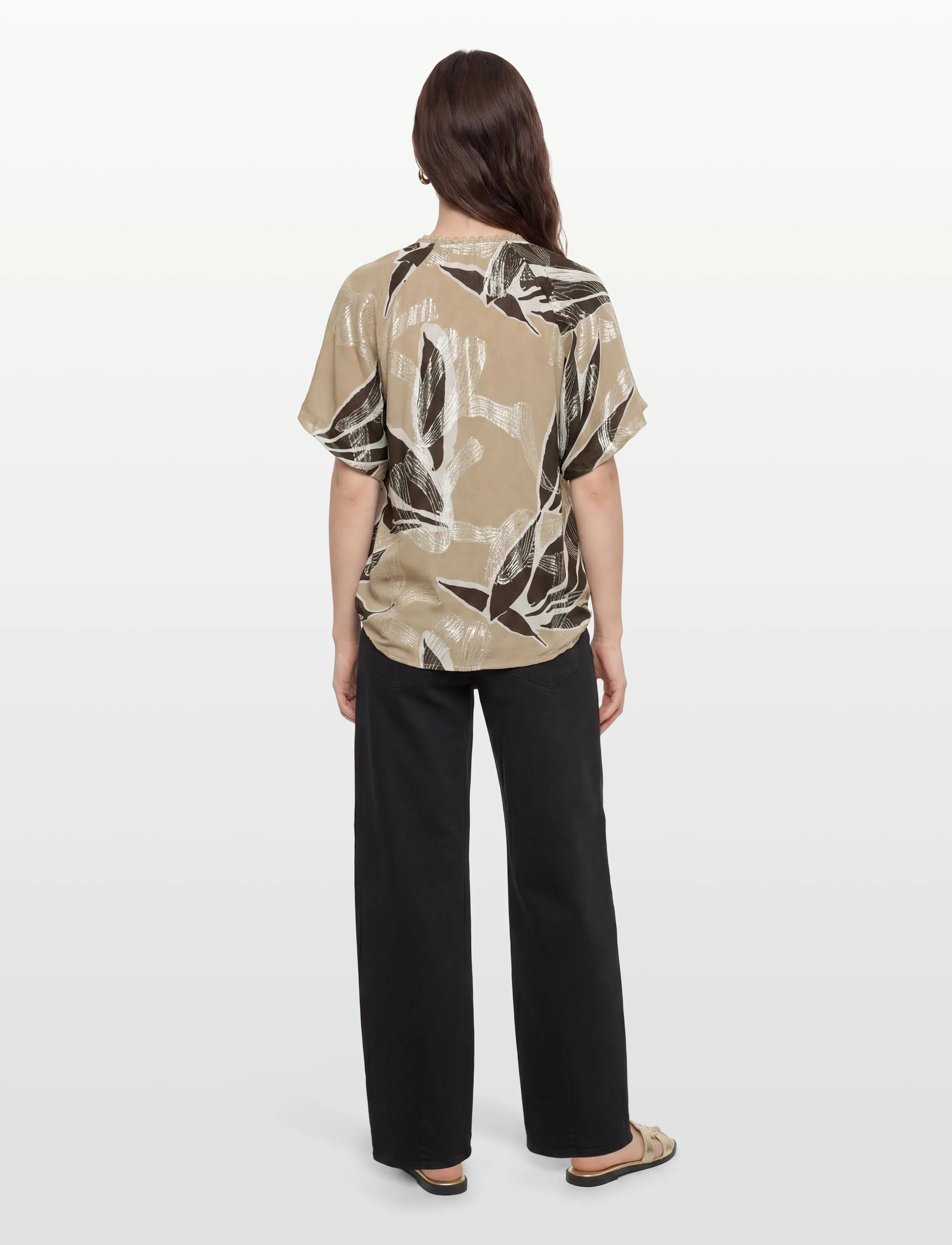 Bruuns Bazaar - SommiBBKarly blouse - kurzärmelige blusen - leaves artwork - 4