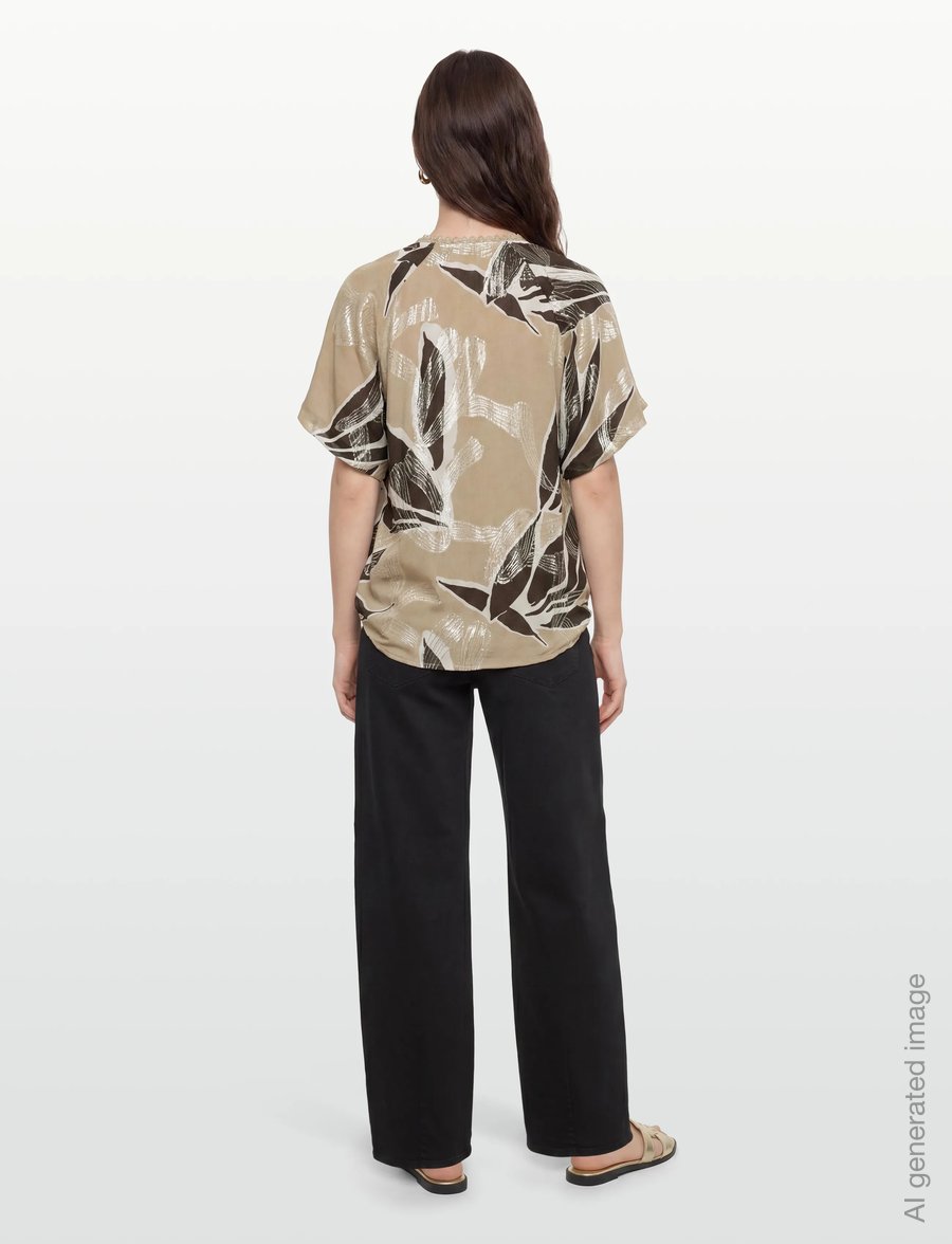Bruuns Bazaar - SommiBBKarly blouse - kurzärmelige blusen - leaves artwork - 4