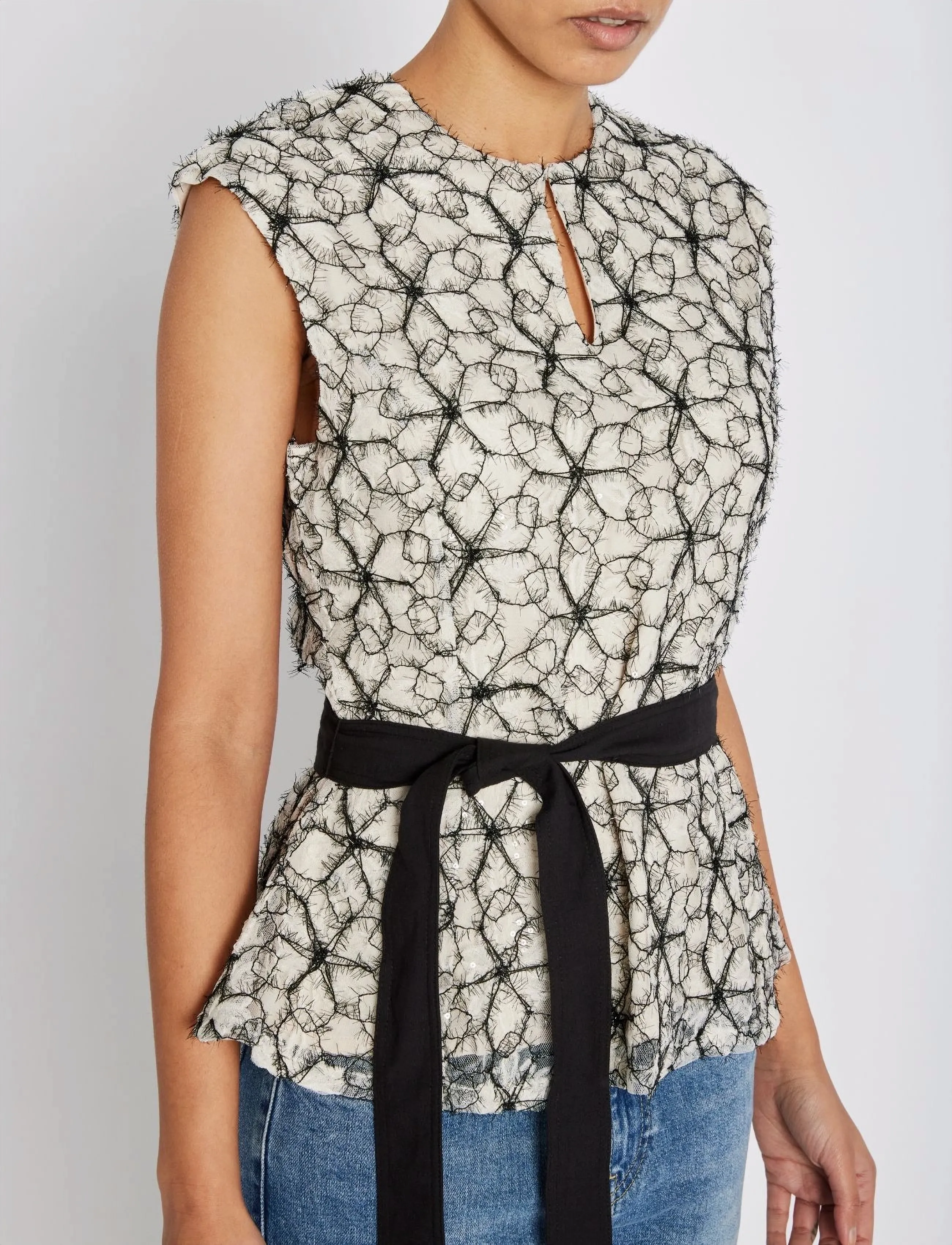 Bruuns Bazaar - ManicariaBBOriia blouse - Ærmeløse bluser - cream / black - 4