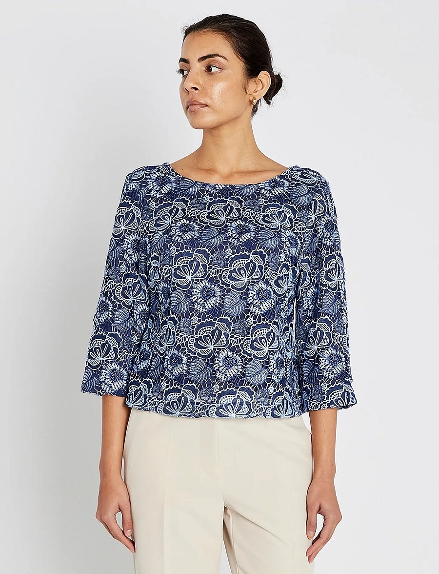 Bruuns Bazaar - MauritiaBBIgnara blouse - langærmede bluser - blue flower - 0