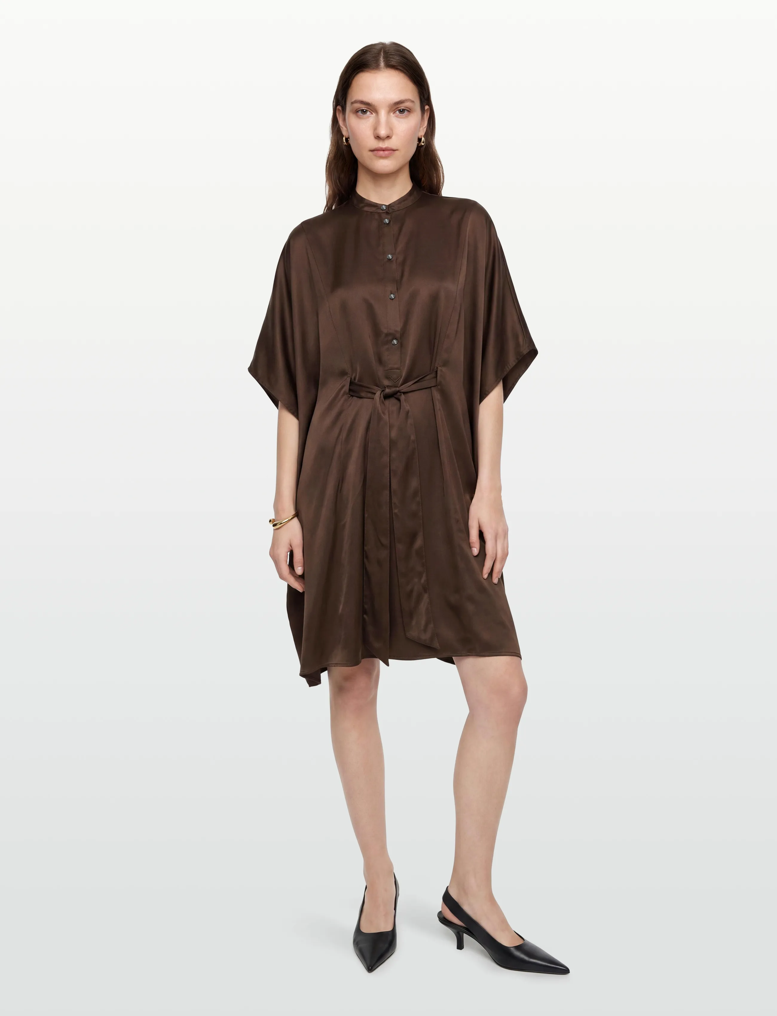 Bruuns Bazaar Korthalsiabbtireva Dress, Kvinder, Bæltet Skjortekjole, Brun, Str: 36