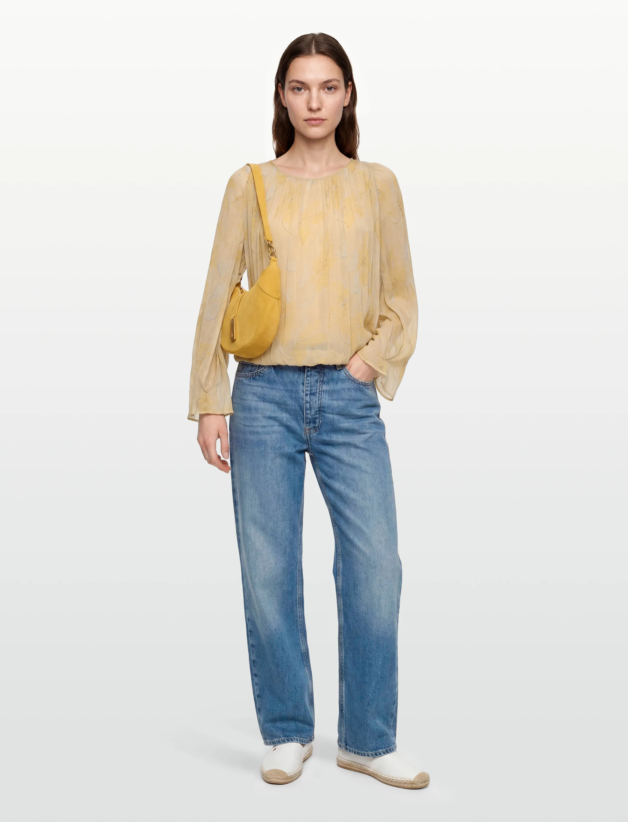 Bruuns Bazaar Iriarteabbtoula Blouse, Kvinder, Langærmet Plisseret Bluse, Gul, Str: 36