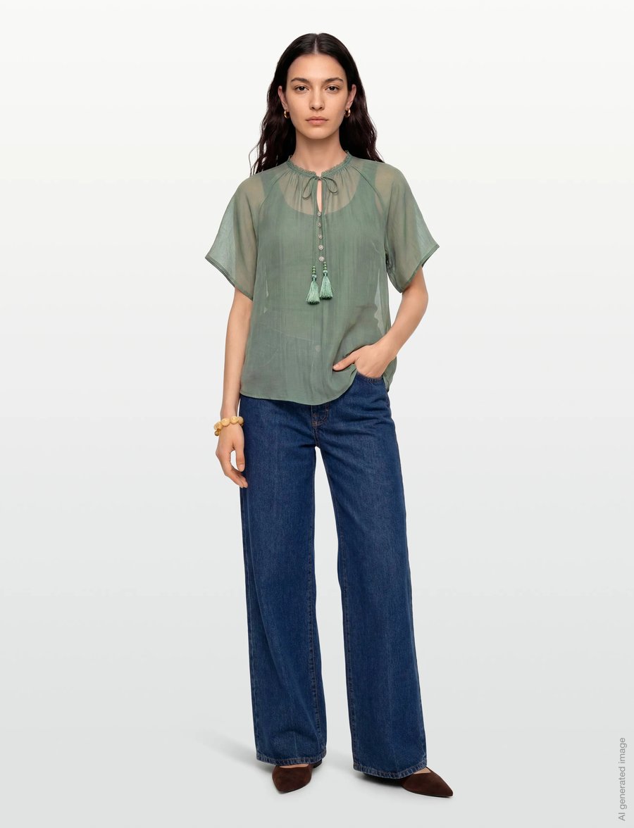 Bruuns Bazaar - TelleaBBKarlya blouse - langärmelige blusen - sweet green - 0