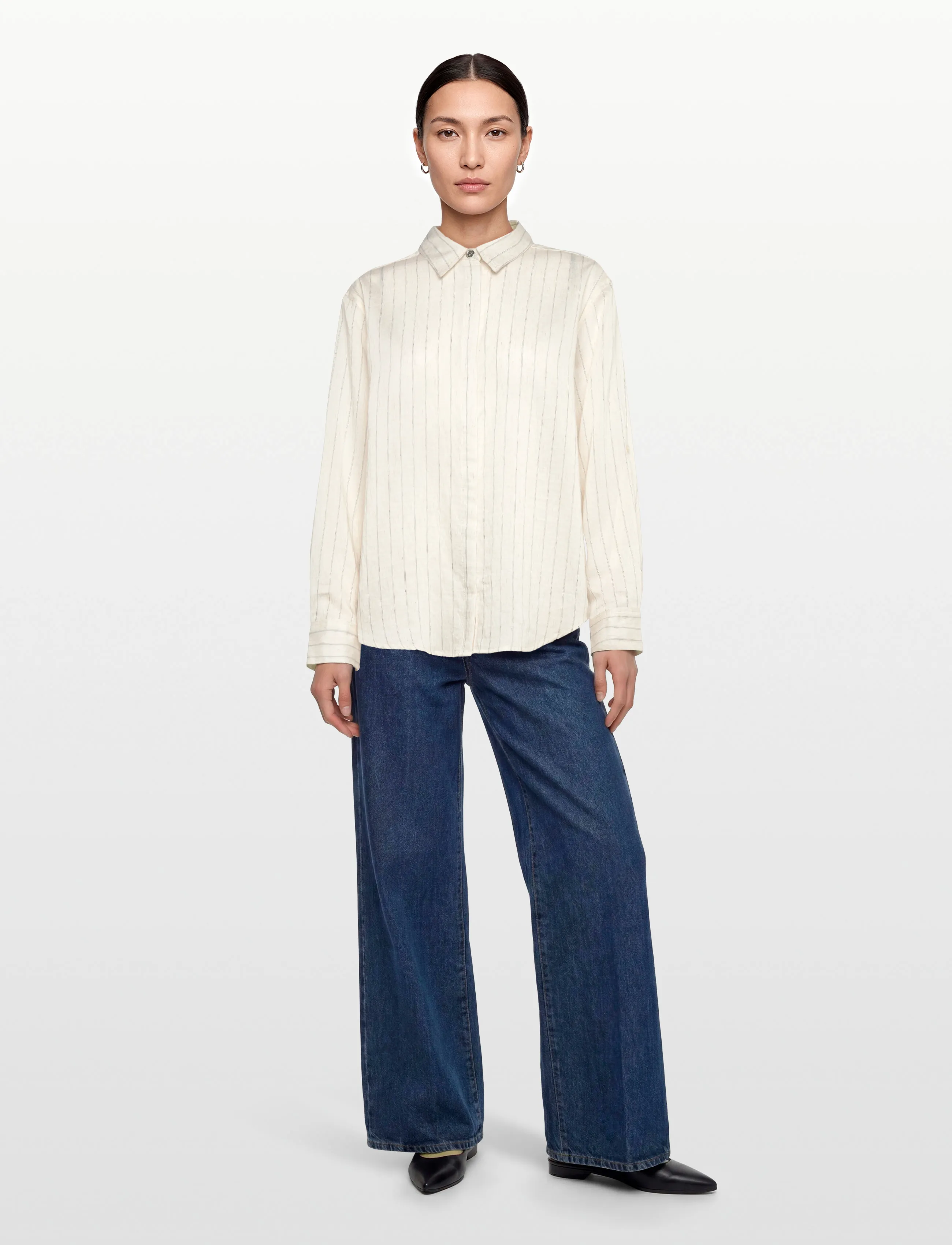 Bruuns Bazaar CoccoBBAgatah shirt - Krekli - SNOW WHITE WITH BLACK STRIPE / white