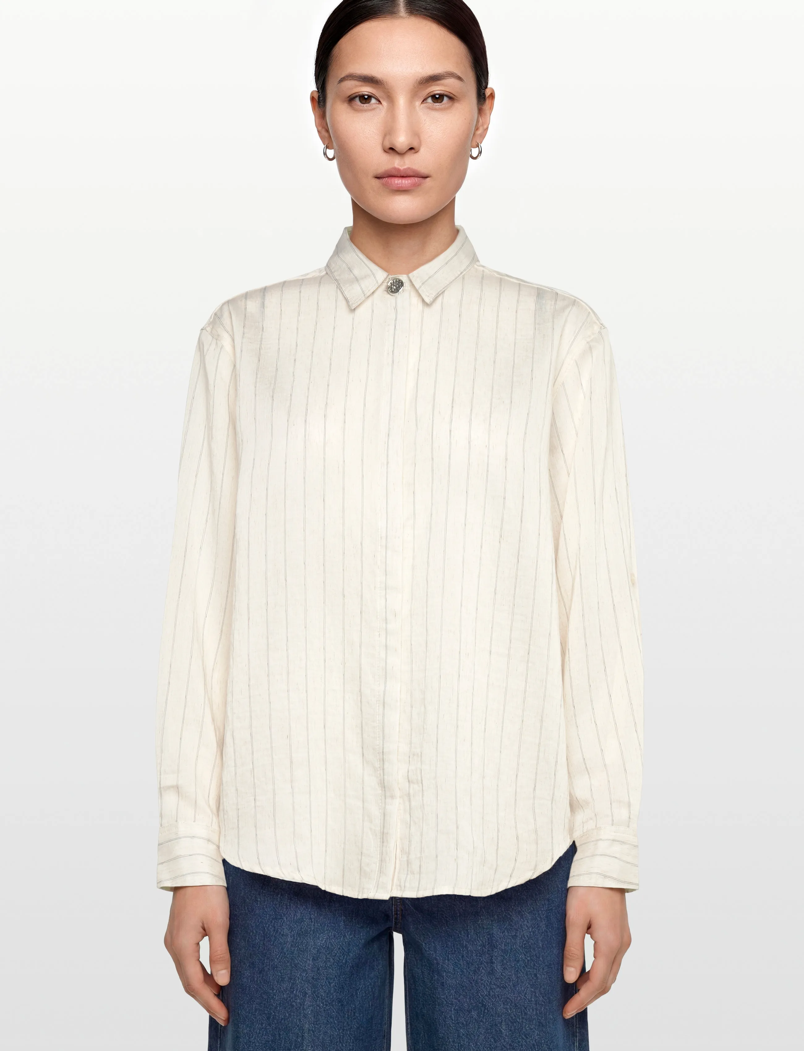 Bruuns Bazaar - CoccoBBAgatah shirt - long-sleeved shirts - snow white with black stripe - 4