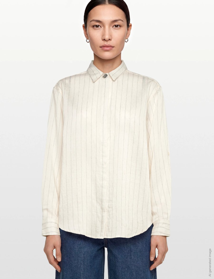 Bruuns Bazaar - CoccoBBAgatah shirt - langärmlige hemden - snow white with black stripe - 4