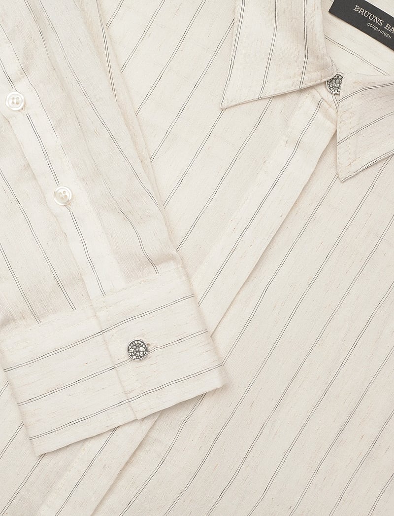 Bruuns Bazaar - CoccoBBAgatah shirt - krekli ar garām piedurknēm - snow white with black stripe - 3