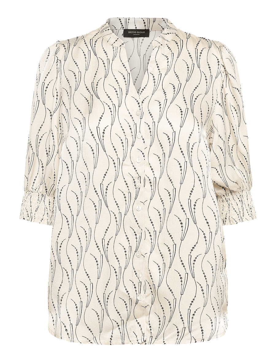 Bruuns Bazaar - AcaraBBLicys shirt - wavy print white cream - 0