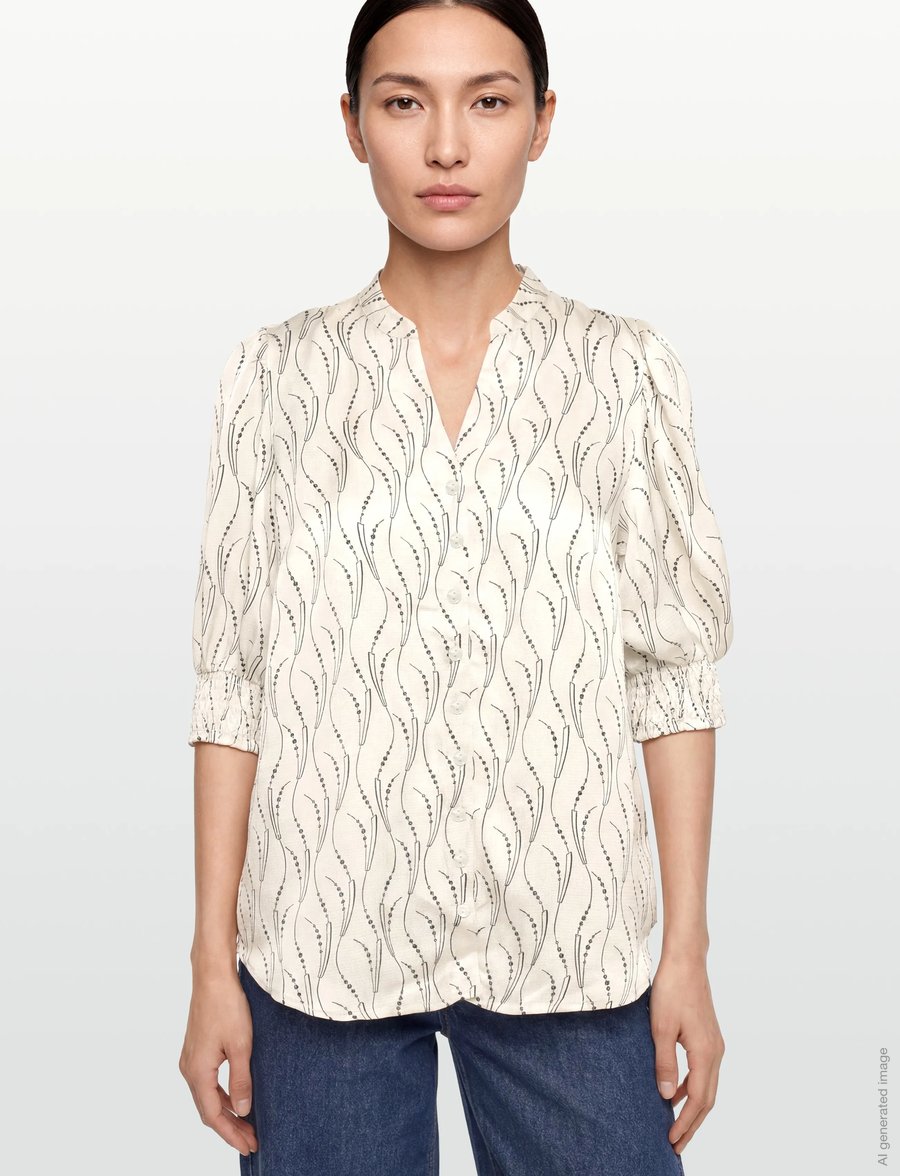 Bruuns Bazaar - AcaraBBLicys shirt - kortärmade skjortor - wavy print white cream - 3