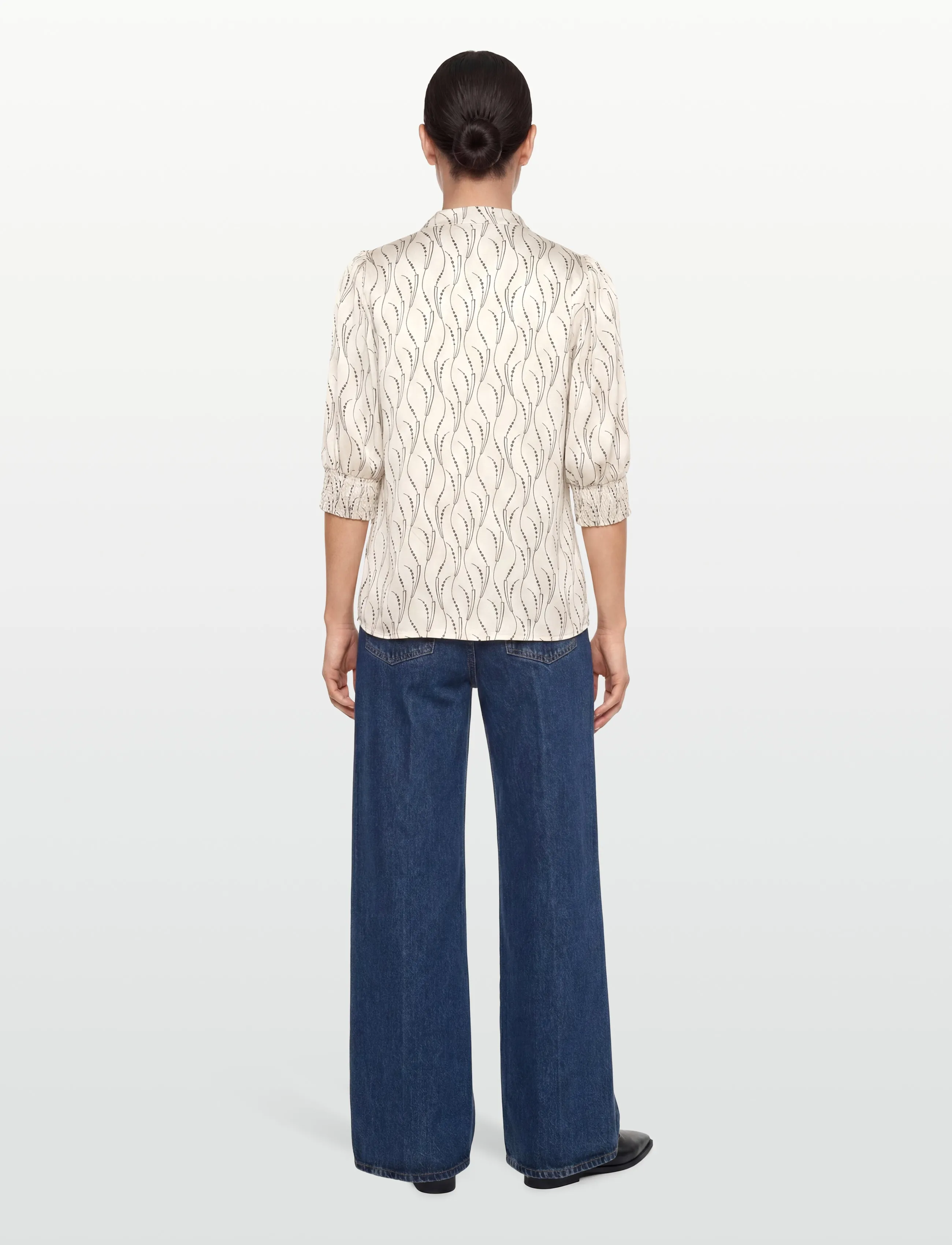 Bruuns Bazaar - AcaraBBLicys shirt - kortärmade skjortor - wavy print white cream - 4
