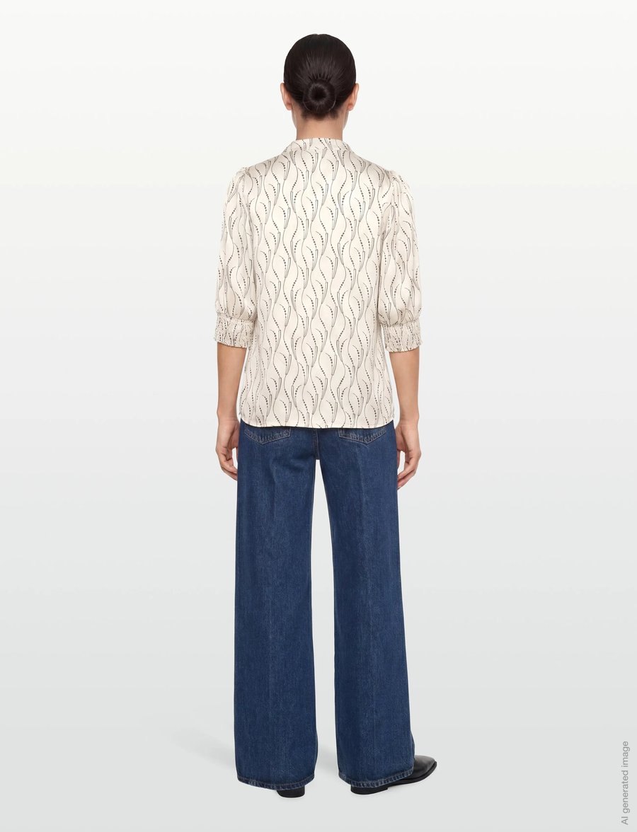 Bruuns Bazaar - AcaraBBLicys shirt - kortärmade skjortor - wavy print white cream - 4