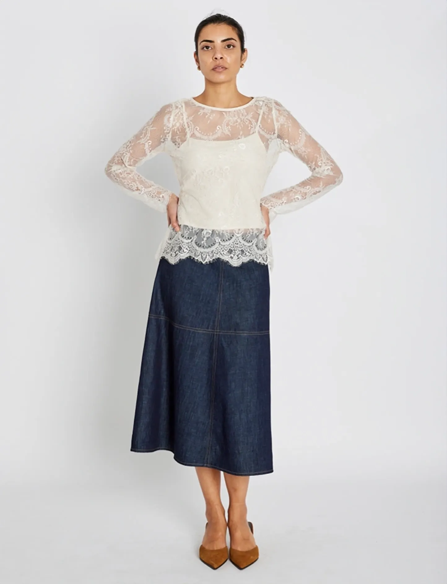 Bruuns Bazaar ChambraBBImma skirt - Midi-Röcke - DENIM BLUE / navy