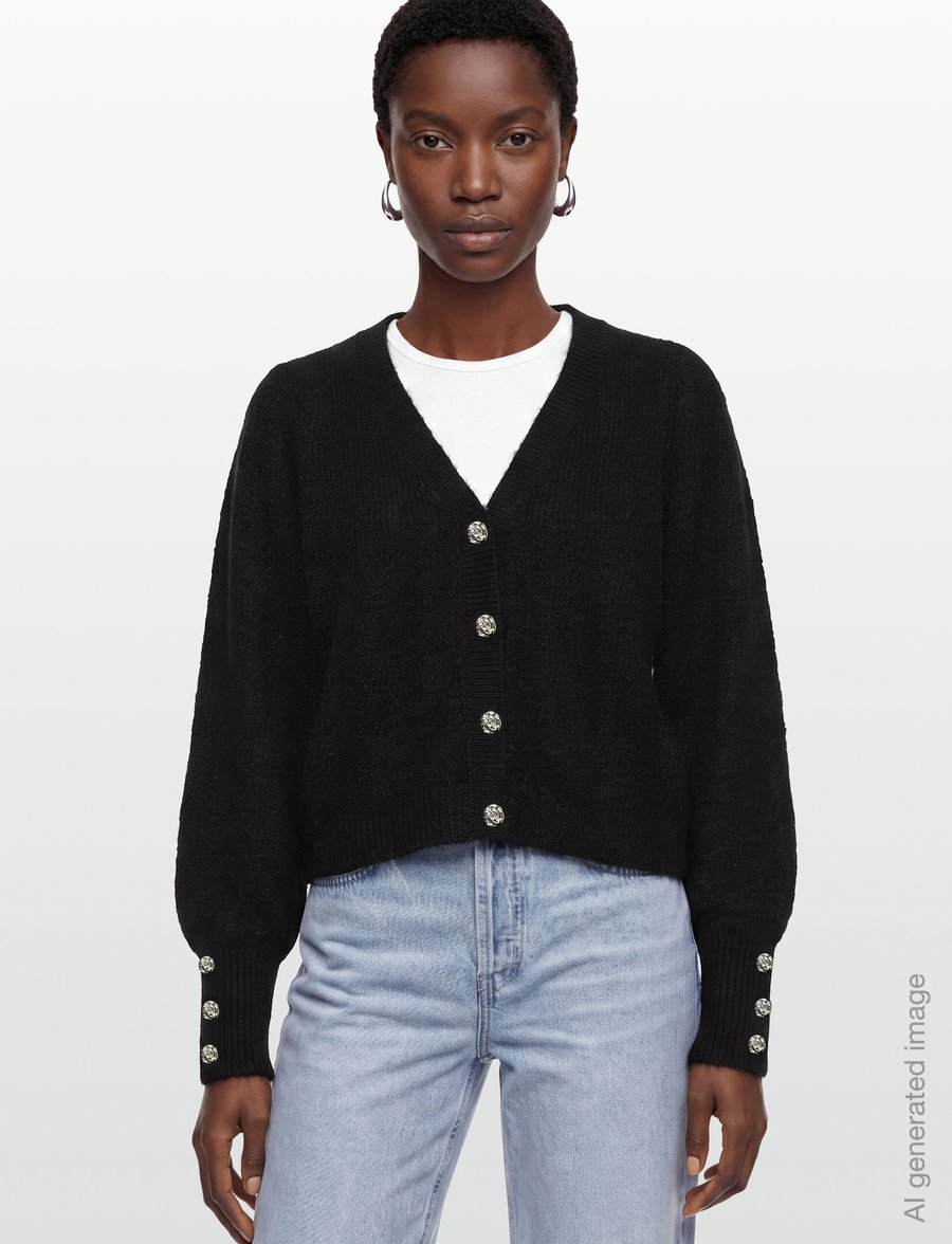 Bruuns Bazaar - SyringabrushedBBKrista knit cardiga - strickjacken - black - 3