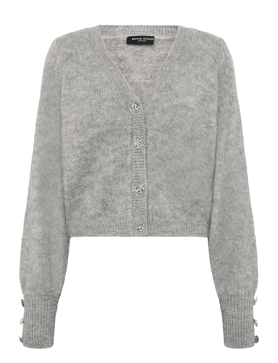 Bruuns Bazaar - SyringabrushedBBKrista knit cardiga - strickjacken - light grey melange - 0