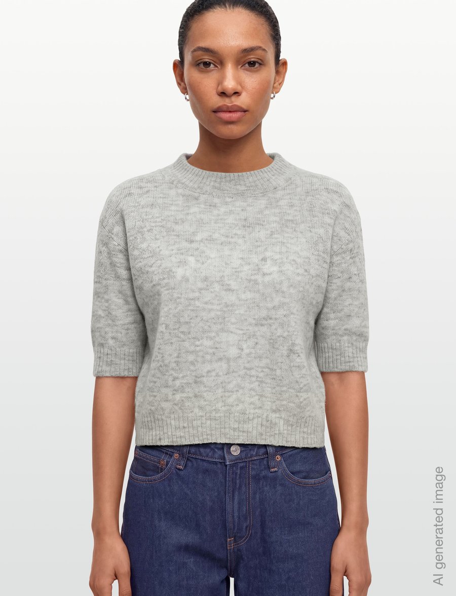 Bruuns Bazaar - FluffyBBAmari knit - crop tops - light grey melange - 3