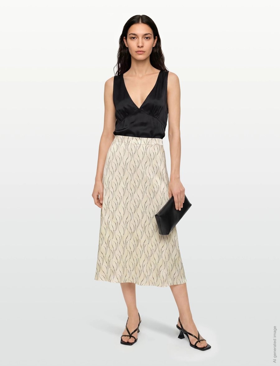 Bruuns Bazaar - AcaraBBAmattas skirt - maxi skirts - wavy print white cream - 0