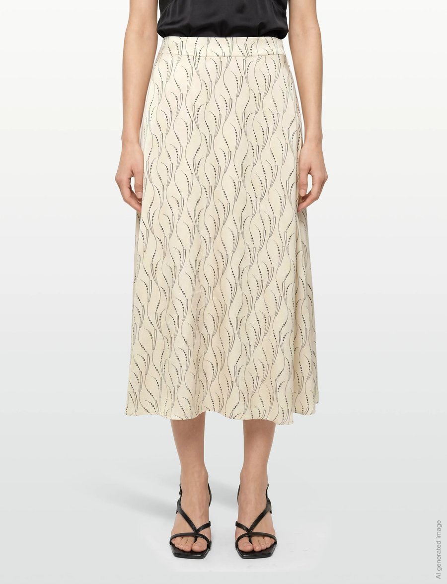 Bruuns Bazaar - AcaraBBAmattas skirt - maxi skirts - wavy print white cream - 3