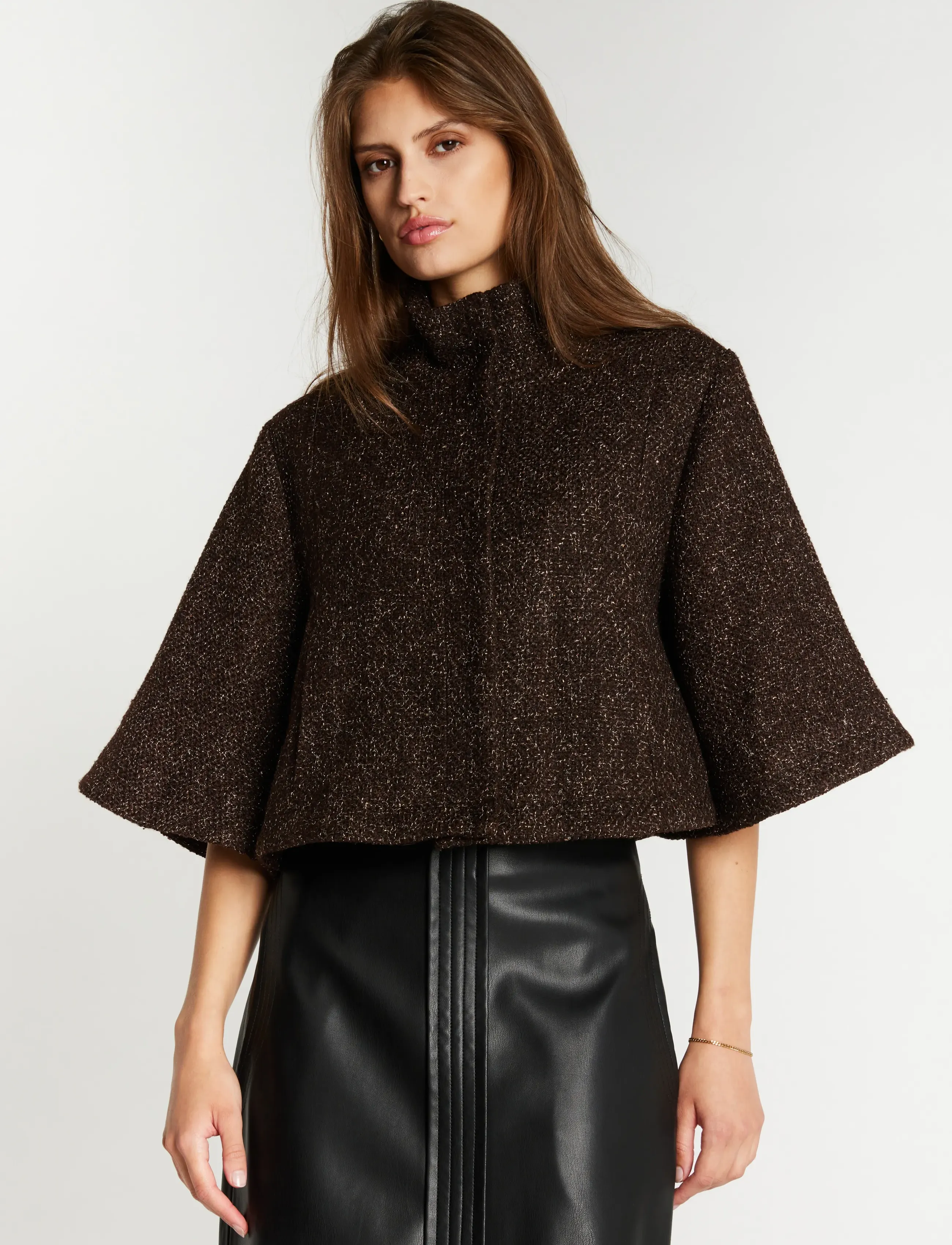Bruuns Bazaar - CryosaBBCara cape - outerwear - dark brown - 0