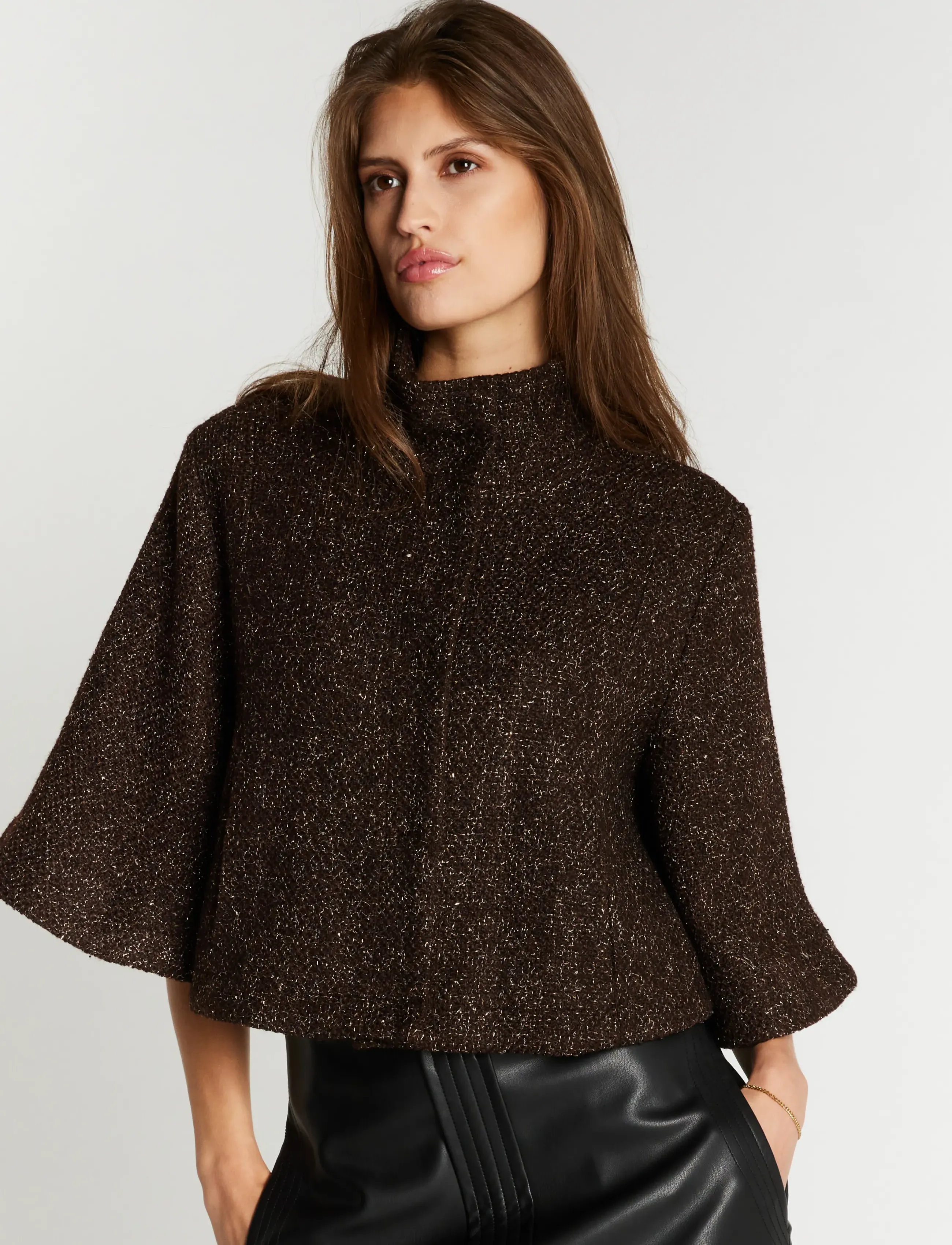 Bruuns Bazaar - CryosaBBCara cape - outerwear - dark brown - 4