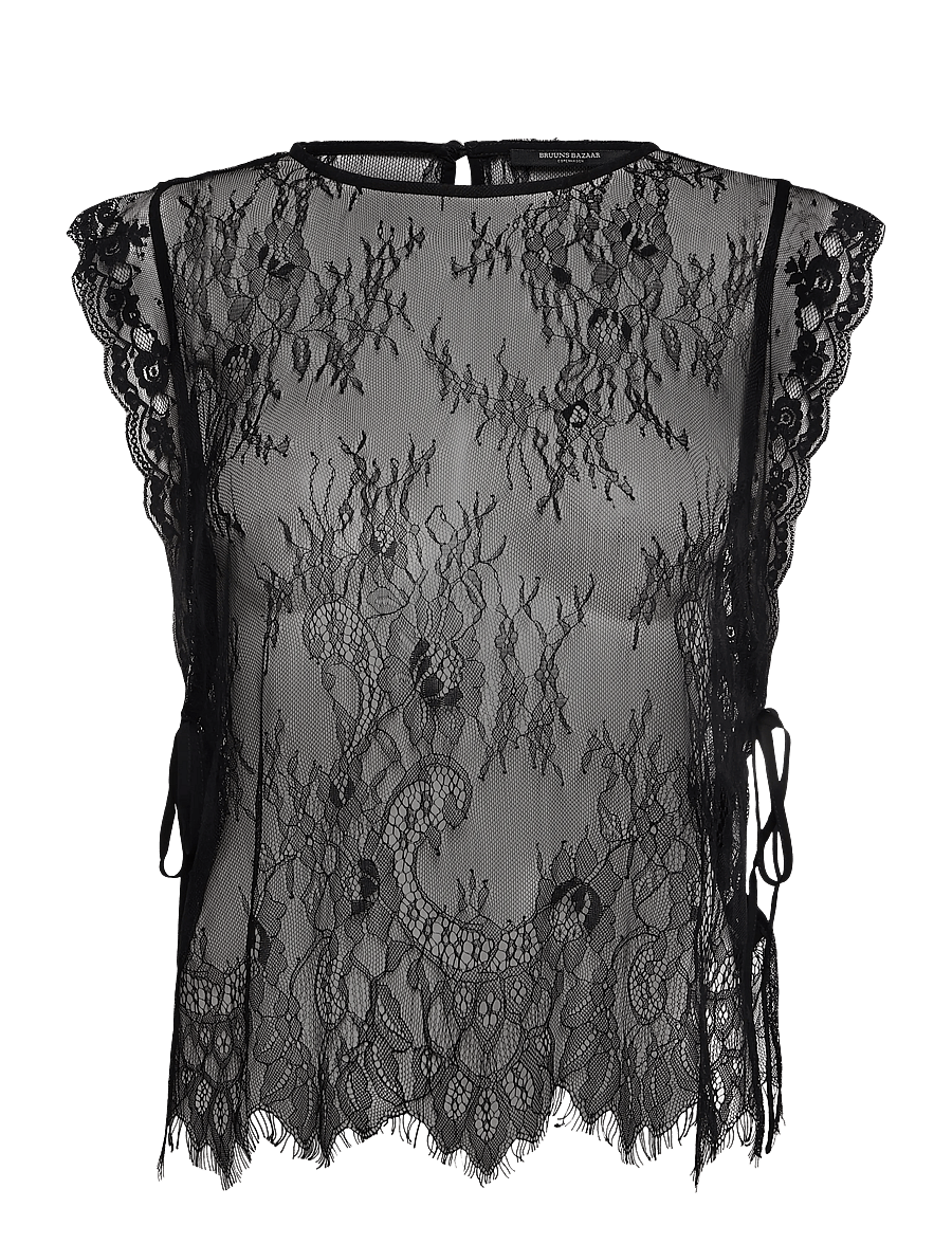 Bruuns Bazaar - LaccoBBLisia top - kurzärmelige blusen - black - 0