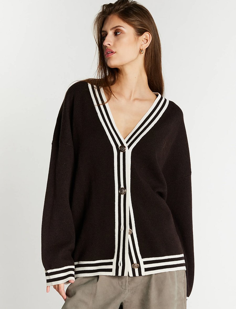 Bruuns Bazaar - ChalinaBBSira knit cardigan - cardigans - dark brown - 3