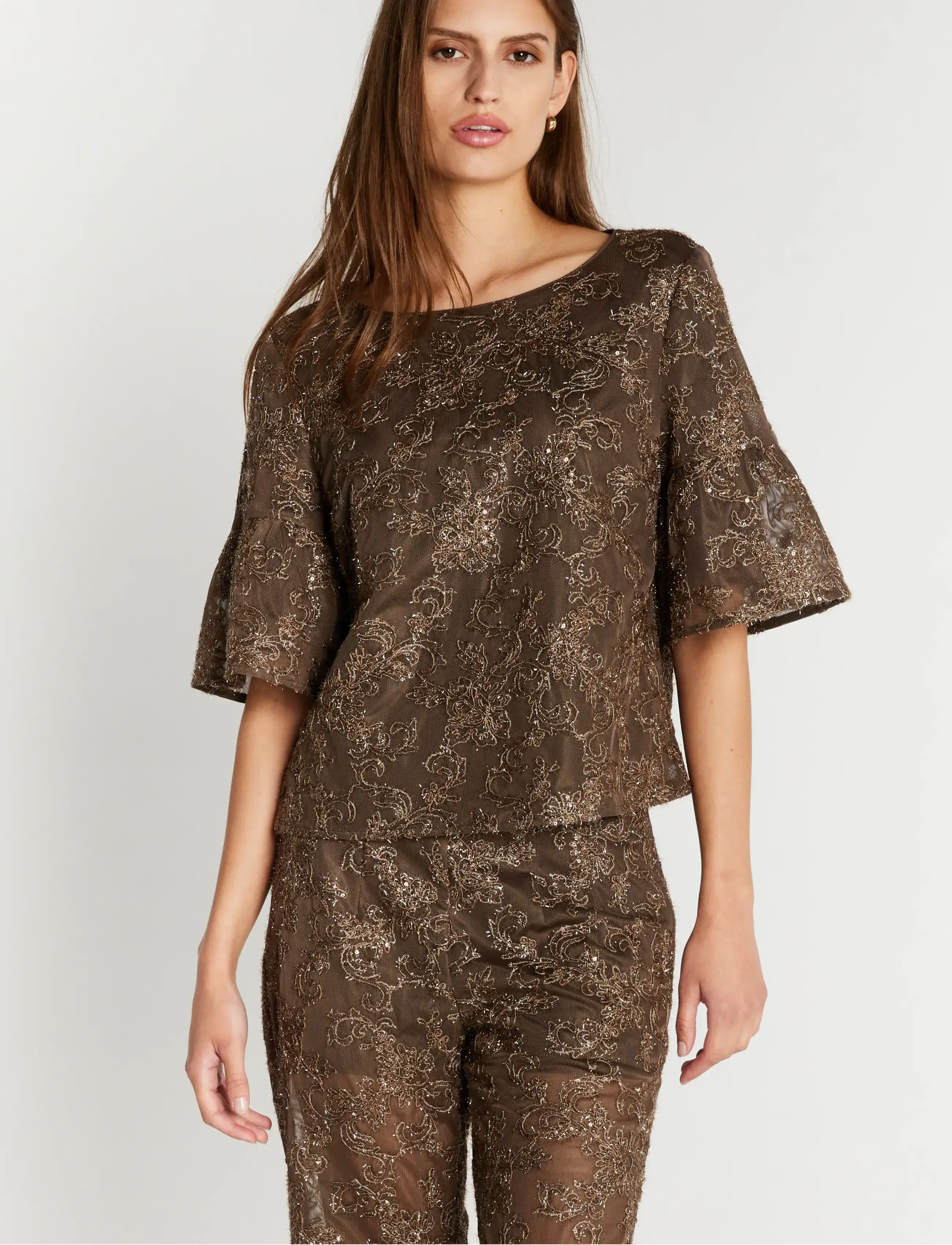 Bruuns Bazaar - PholidoBBCarlie blouse - kurzämlige blusen - brown - 0