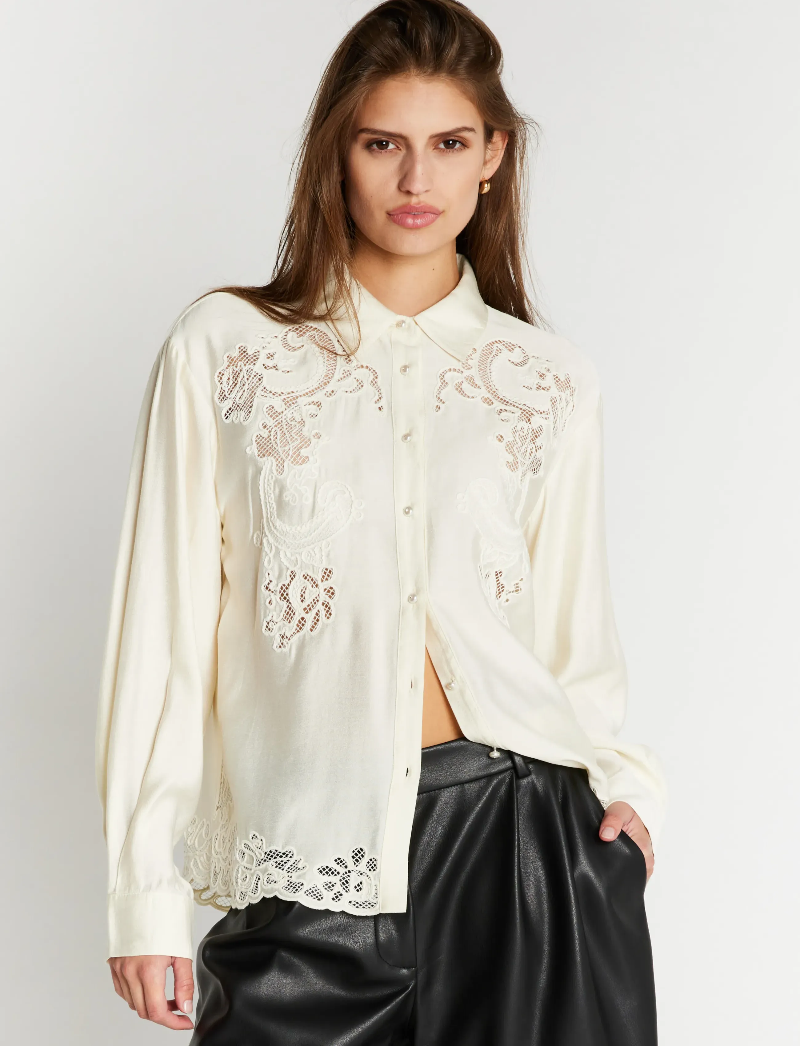 Bruuns Bazaar - ChamaBBAlya shirt - langärmlige blusen - snow white - 0