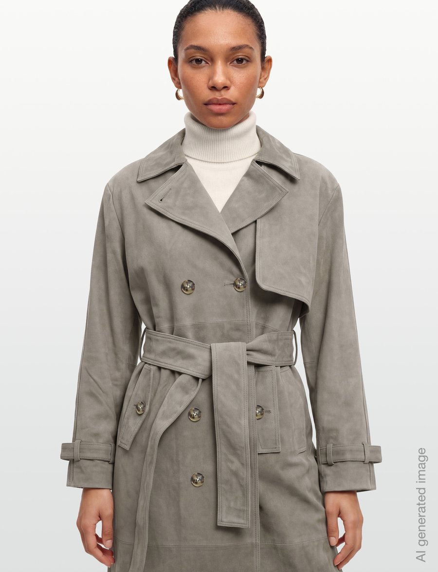 Bruuns Bazaar - SuedaBBWiolas suede coat - vihmamantlid - taupe grey - 3