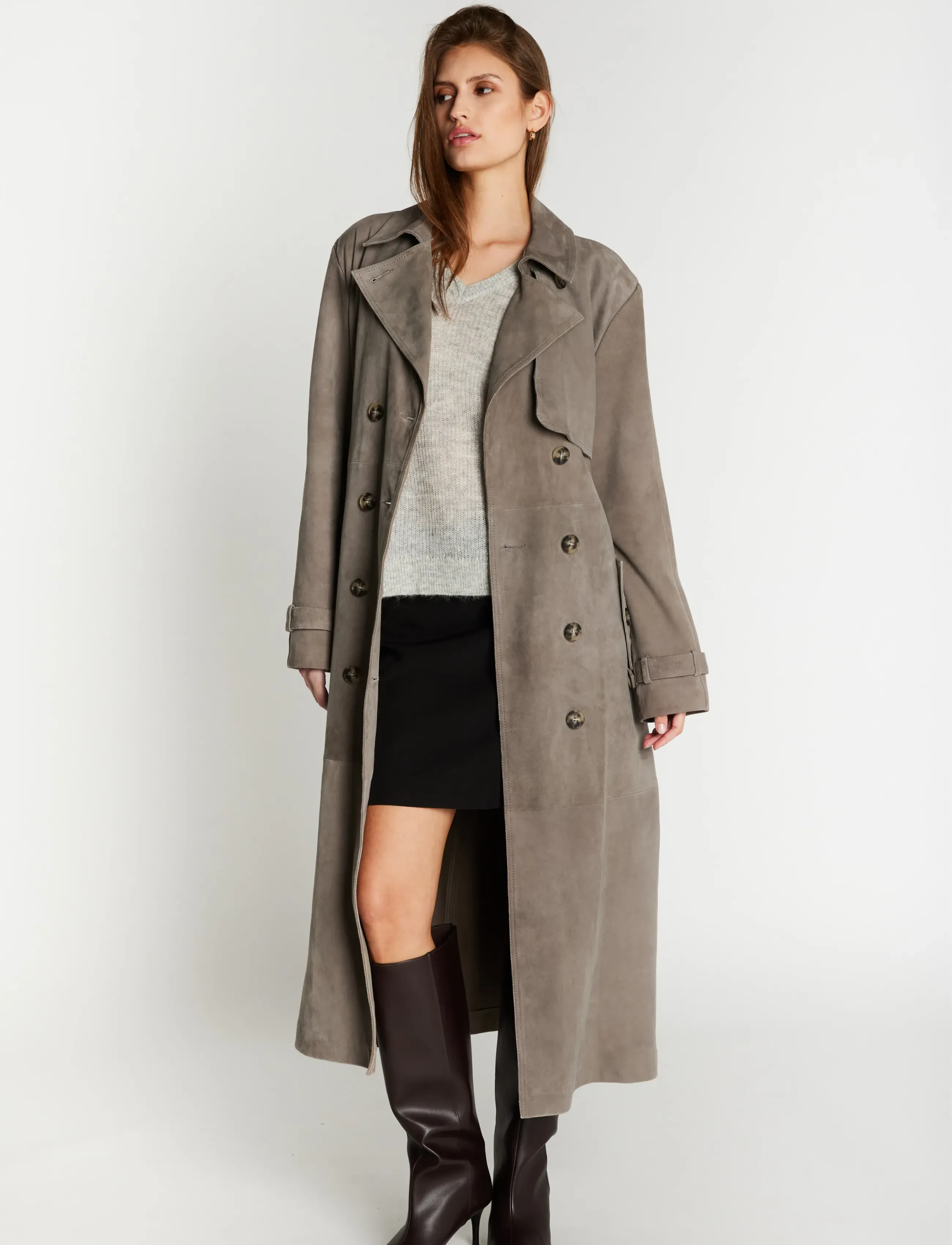 Bruuns Bazaar - SuedaBBWiolas suede coat - lietpalčiai - taupe grey - 4
