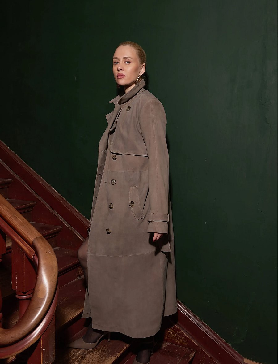 Bruuns Bazaar - SuedaBBWiolas suede coat - lietpalčiai - taupe grey - 5