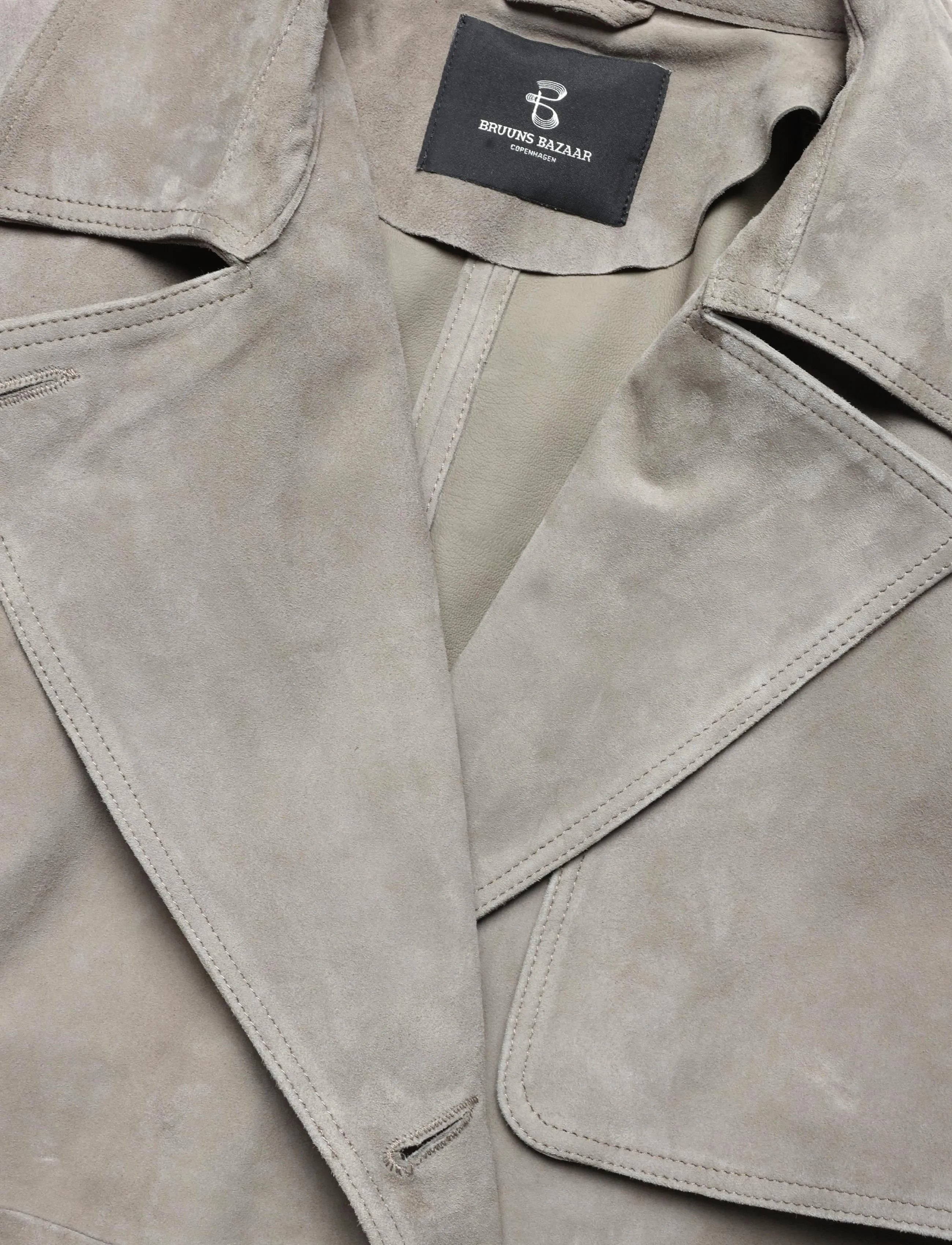Bruuns Bazaar - SuedaBBWiolas suede coat - vihmamantlid - taupe grey - 5