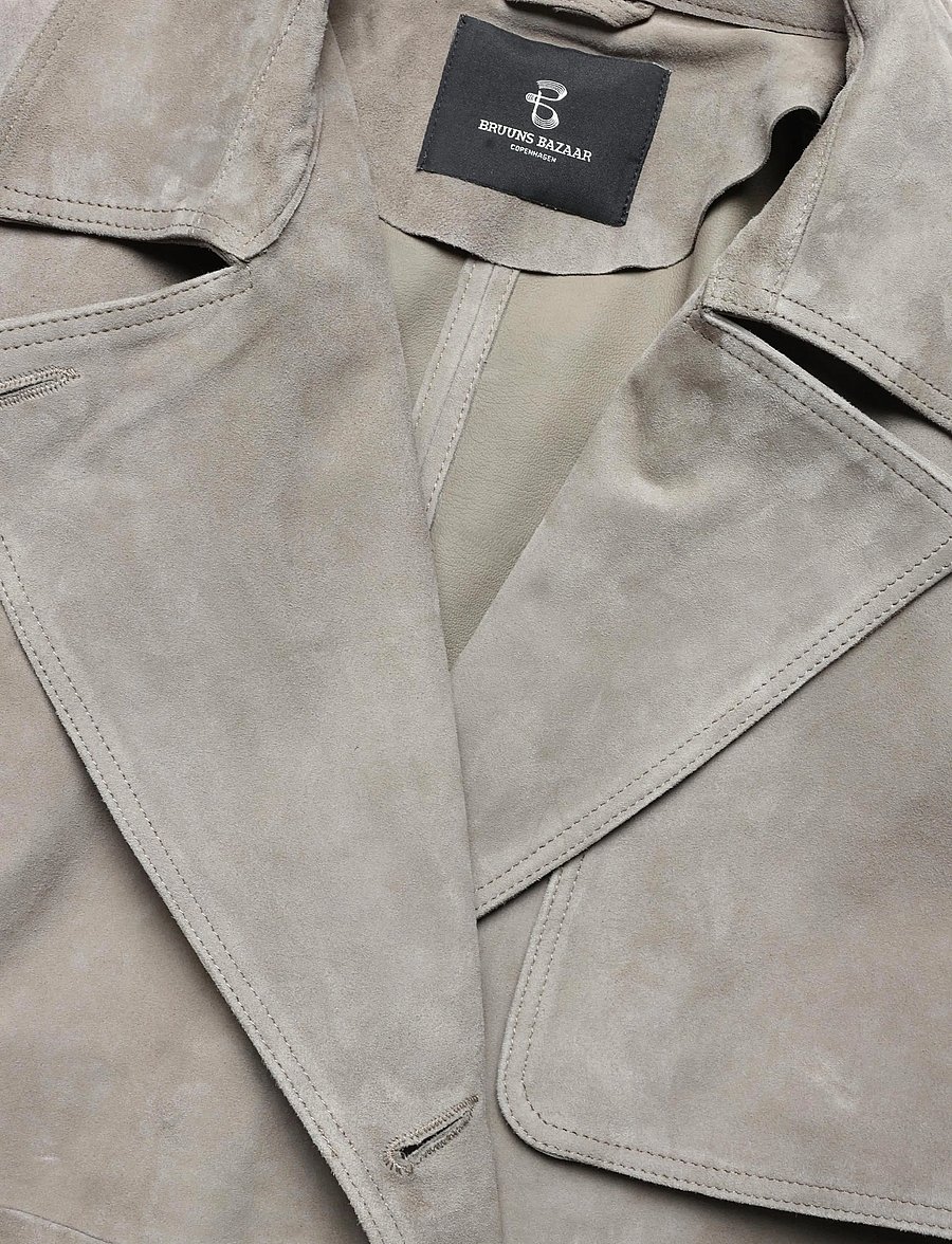 Bruuns Bazaar - SuedaBBWiolas suede coat - vihmamantlid - taupe grey - 5