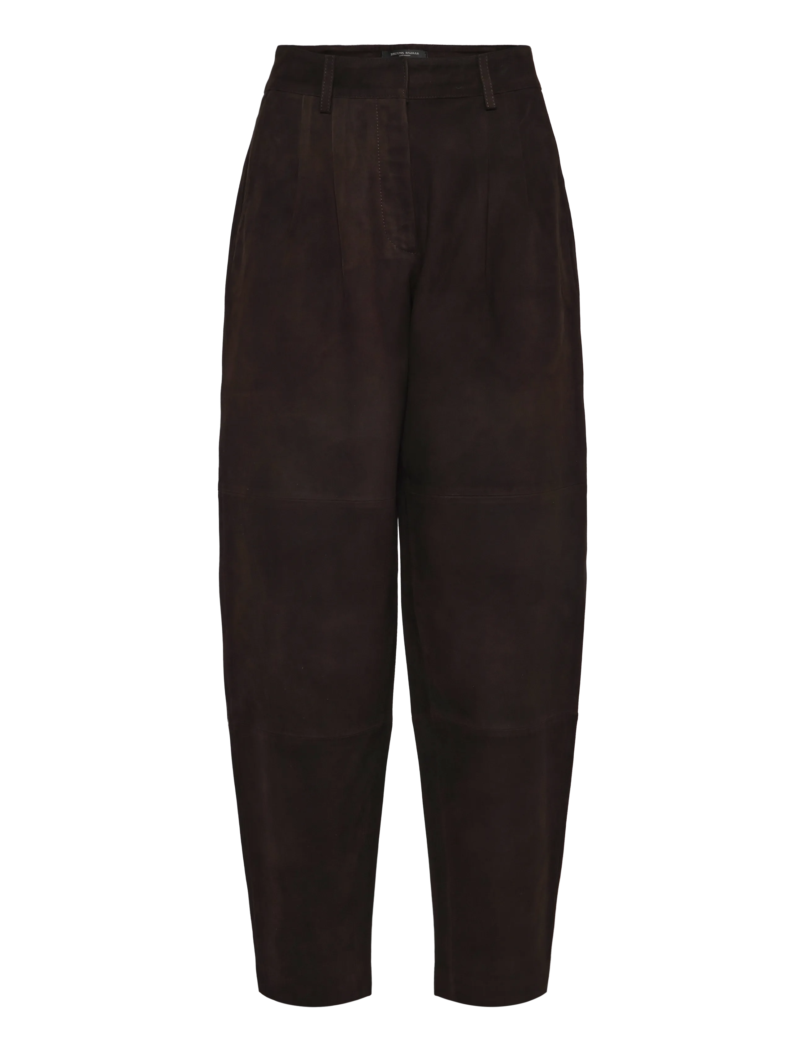 Bruuns Bazaar SuedaBBBarel suede pants - Barrel trousers - DARK BROWN / brown