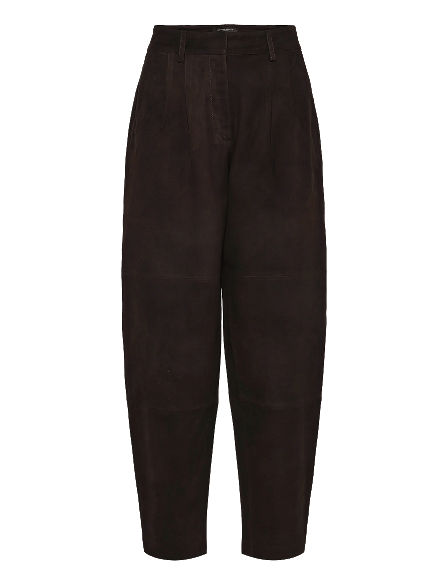 Bruuns Bazaar - SuedaBBBarel suede pants - hosen mit geradem bein - dark brown - 0