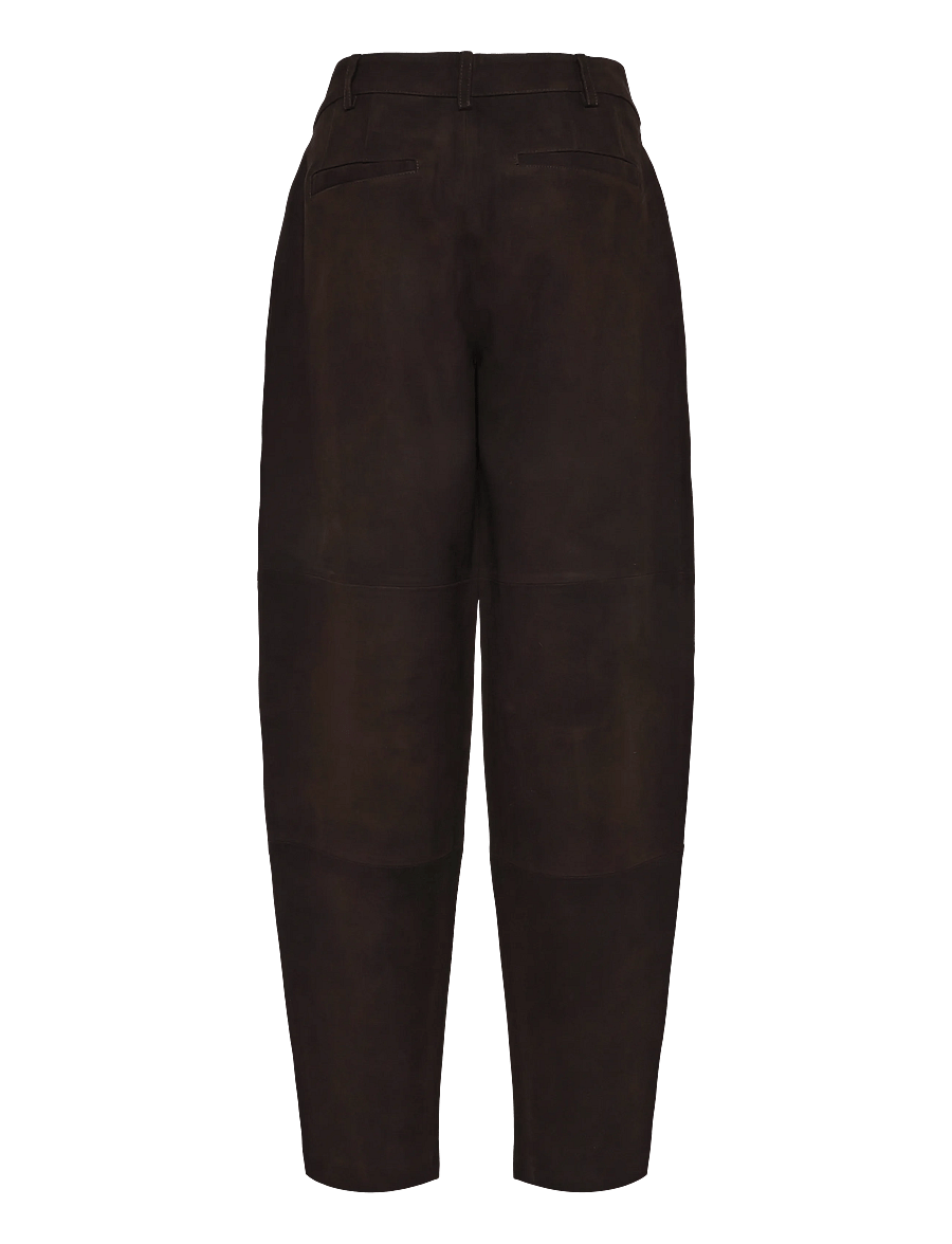 Bruuns Bazaar - SuedaBBBarel suede pants - hosen mit geradem bein - dark brown - 1