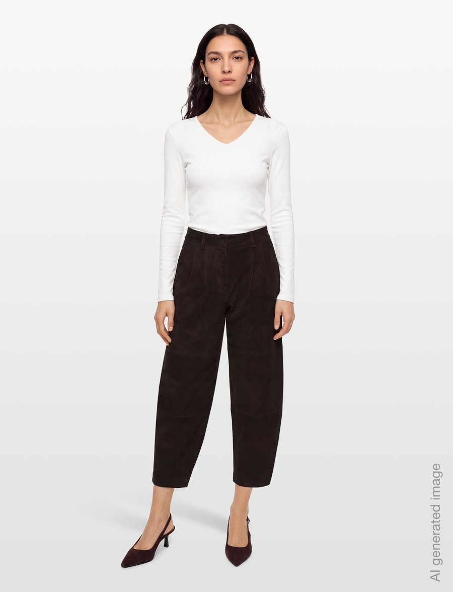 Bruuns Bazaar - SuedaBBBarel suede pants - hosen mit geradem bein - dark brown - 0