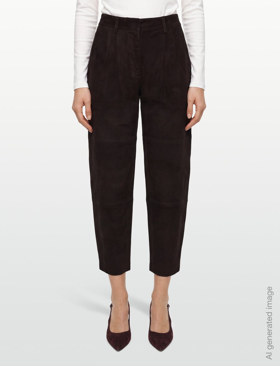 Bruuns Bazaar - SuedaBBBarel suede pants - hosen mit geradem bein - dark brown - 3
